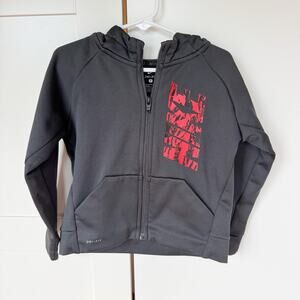 Nike Dri-fit Thermal Zip‎ Up Hoodie 3T Black With Red Letters